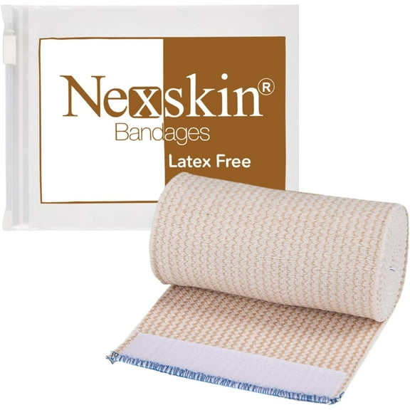 NexSkin Cotton Elastic Bandage Wrap (4" Wide, 1 Pack) | Hook & Loop Fasteners at Both Ends | Ace your Recovery for Sports | Latex Free Hypoallergenic Compression Roll for Sprains & Injuries