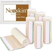 NexSkin Cotton Elastic Bandage Wrap (6" Wide, 6 Pack) | Hook & Loop Fasteners at Both Ends | Ace your Recovery for Sports | Latex Free Hypoallergenic Compression Roll for Sprains & Injuries