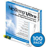 NexTemp Ultra 100 Pack - Fahrenheit - Single-Use Thermometer, Individually Wrapped - Superior Accuracy and The Ultimate in Infection Control - Extended 1-Min Signal Retention