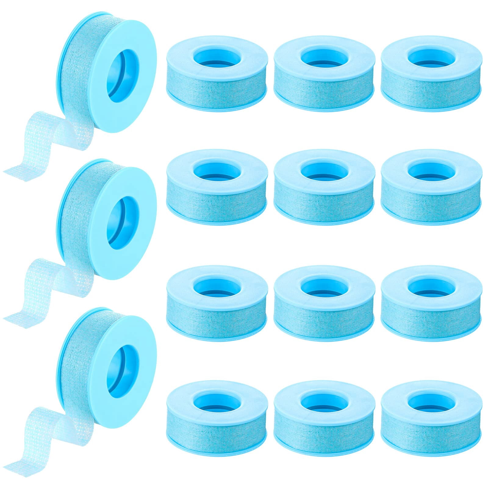 NexTone 12 Rolls Blue Lash Tape Bulk, Reusable Adhesive Silicone Eyelash Extension Tapes for Sensitive Skin, Easy to Remove, 0.5 Inch x 3.9 Yards