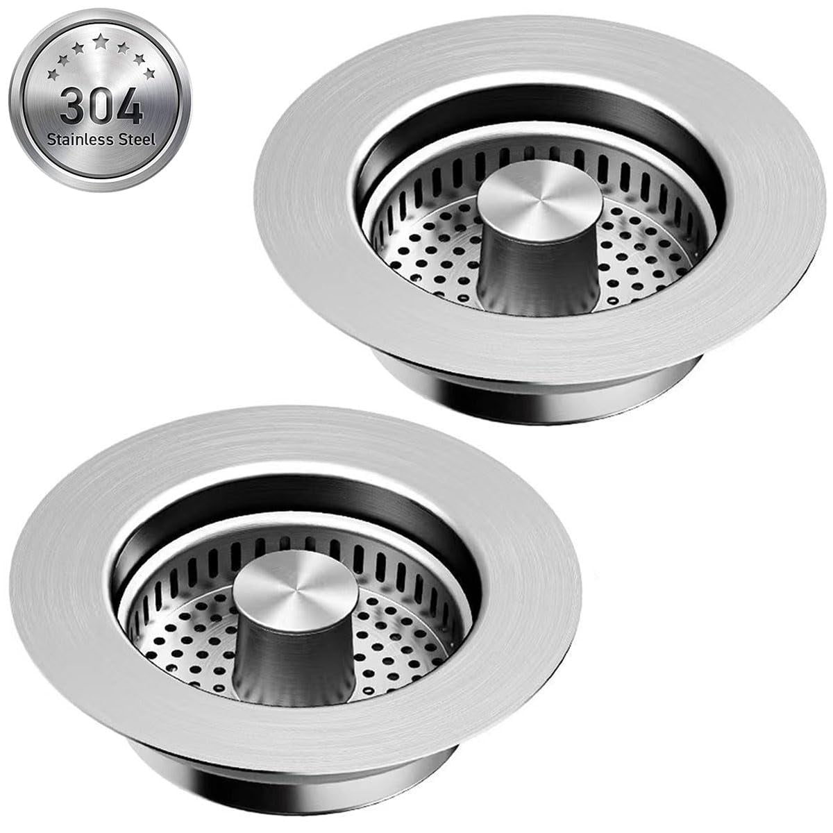 NexTone 3 in 1 Kitchen Sink Drain Strainer [304 Stainless Steel Pop Up] Anti-Clogging Kitchen Sink Drain Stopper Stainless Steel Efficiently Drainage Odor Filter Sink Plug for Us Standard 3-1/2 Inch