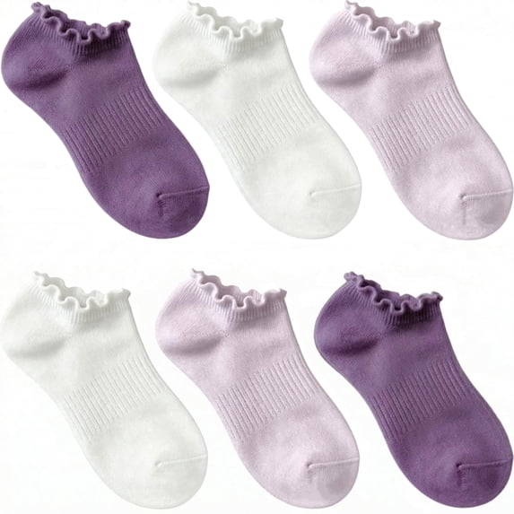 NexTone 6 Pairs Women Ruffle No Show Cotton Socks