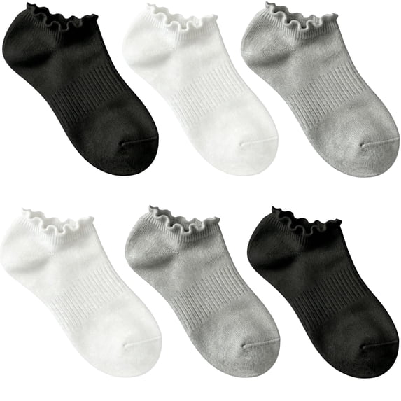 NexTone 6 Pairs No Show Socks for Women Ruffle Socks Low Cut Socks Cute Ankle Frilly Short Cotton Socks