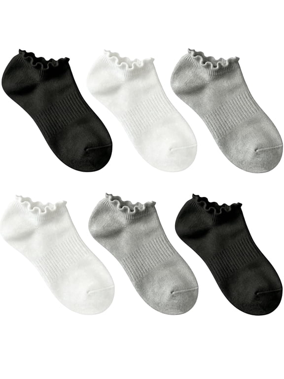 6 Pairs No Show Socks for Women Ruffle Socks Low Cut Socks Cute Ankle Frilly Short Cotton Socks
