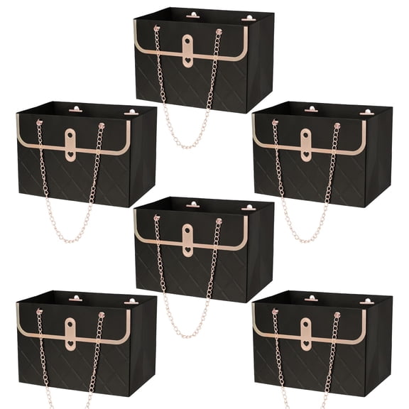 NexTone 6pcs Flower Paper Gift Box Bouquet Storage Bucket Handbag with Metal Chain Flower Boxes for Arrangements Wedding Valentine's Mother's Day Birthday Bridal Showe