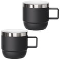 thumbnail image 1 of NexTone 8 oz Small Coffee Cup with Magnetic Lid, Ceramic-Lined 18/8 Stainless Steel, Double-Wall Vacuum Insulated, Stackable, Dishwasher Safe, Mini Tumbler for On-the-Go, 2 Pack, White, 1 of 9