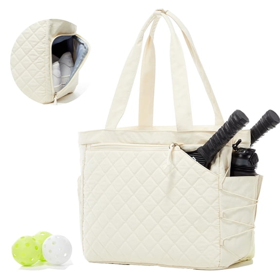 NexTone Bag Fits 2 to 6 Paddles, Quilted Pickle ball Tote Bags for Women and Men with Shoe Compartment and Fence Hook, Great Pickleball Gifts