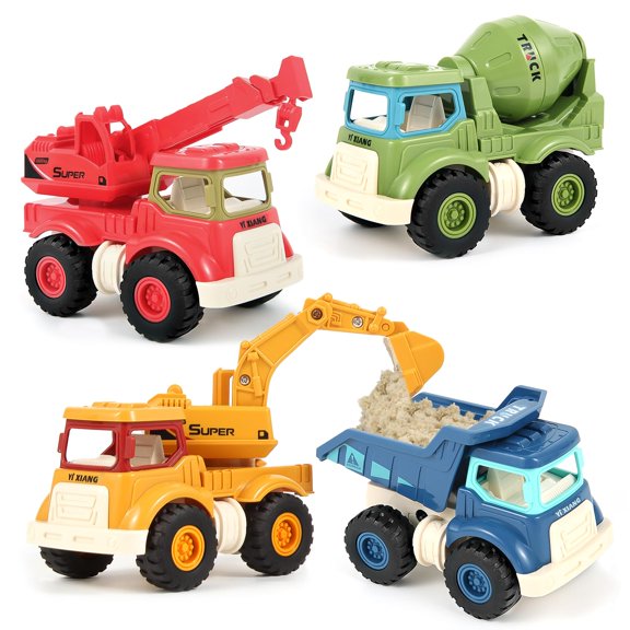 NexTone Construction Toys for 2 3 4 5 Years Old Boys Girls Kids Toddlers, Sandbox Excavator Toy Construction Truck Toys Vehicles Dump Crane Cement Mixer Truck, Christmas Birthday Gifts