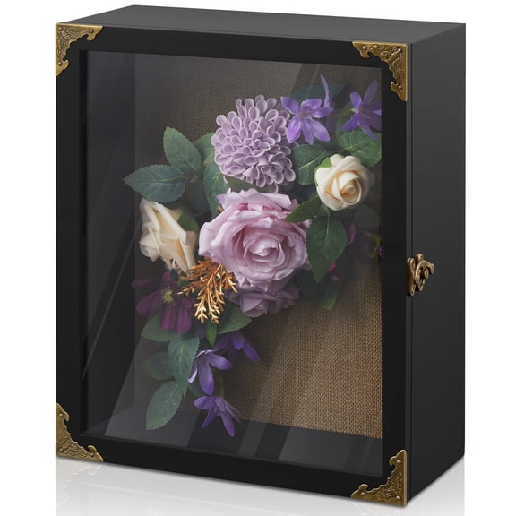 NexTone Deep Shadow Box,11x13-inch Shadow Boxes Display Cases, Large Shadow Box Frame, 4-inche Interior Deep Display Cases, Black Wooden Keepsake Boxes for Bridal Bouquets