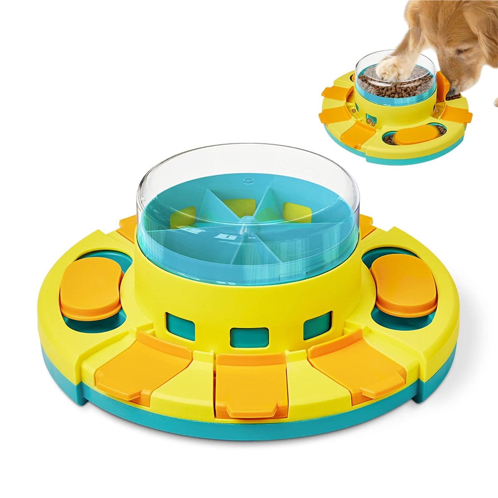 NexTone Dog Puzzle Toy 2 Levels, Slow Feeder, Pup Food Treat Feeding Dispenser for IQ Training and Entertainment for All Breeds 4.2 Inch Height