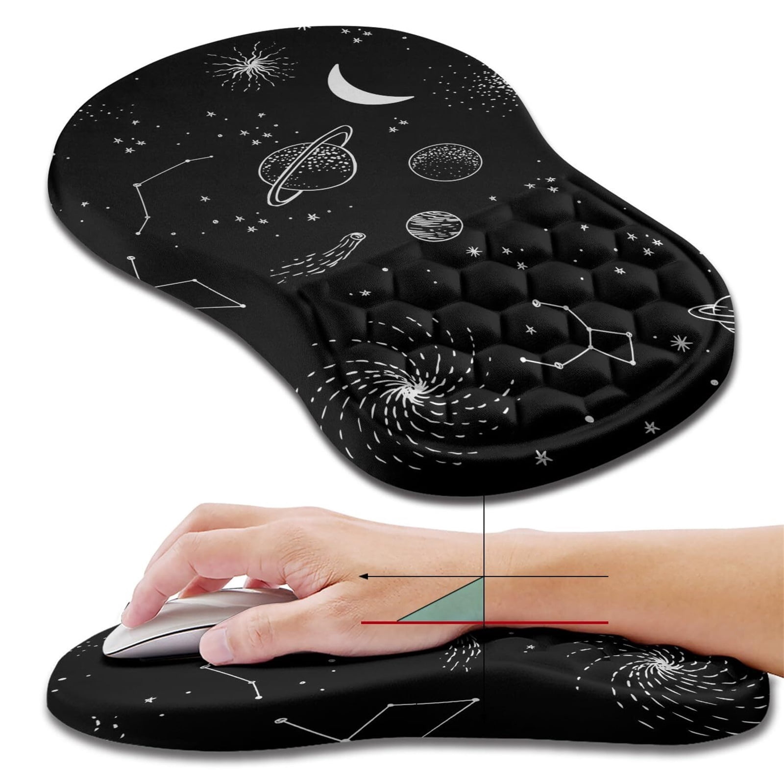 NexTone Ergonomic Mouse Pad Wrist Support, Wrist Rest Mousepad for Carpal Tunnel Pain Relief with Integrated Memory Foam Slope Massage Bulge (11.8x7.9 inch,Pink Fluid