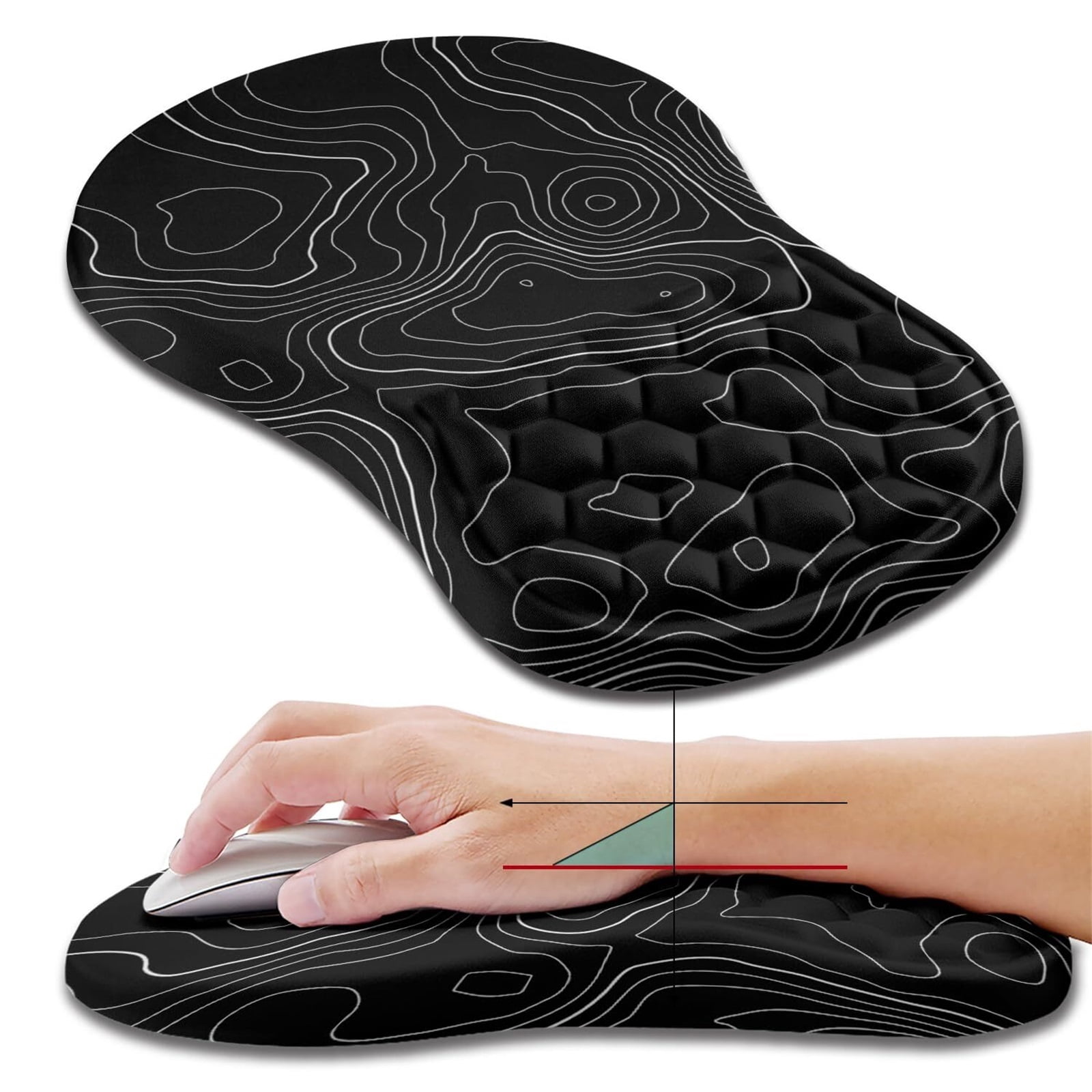 NexTone Ergonomic Mouse Pad Wrist Support, Wrist Rest Mousepad for Carpal Tunnel Pain Relief with Integrated Memory Foam Slope Massage Bulge (11.8x7.9 inch,Pink Fluid