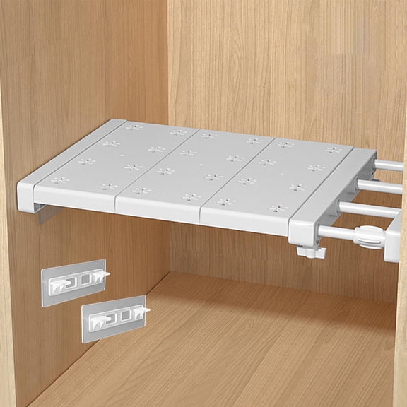 NexTone Expandable Closet Tension Shelf Rod, Adjustable Metal Storage Rack,DIY Organizer Divider Separator for Cabinet Wardrobe Cupboard Kitchen Bathroom(Size:38-60cm)