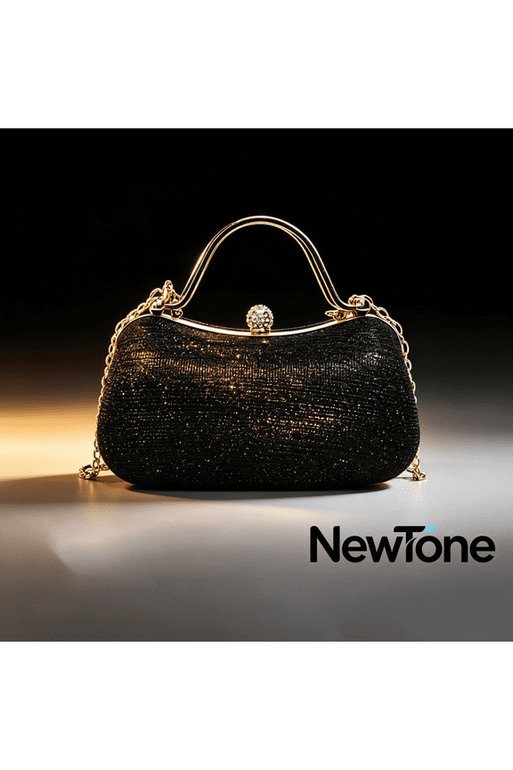 Glitter Hard Shell Evening Clutch Bag, PU Box Handbag with Detachable Chain Strap, Elegant Lock Top Handle Crossbody Purse for Wedding Party Daily