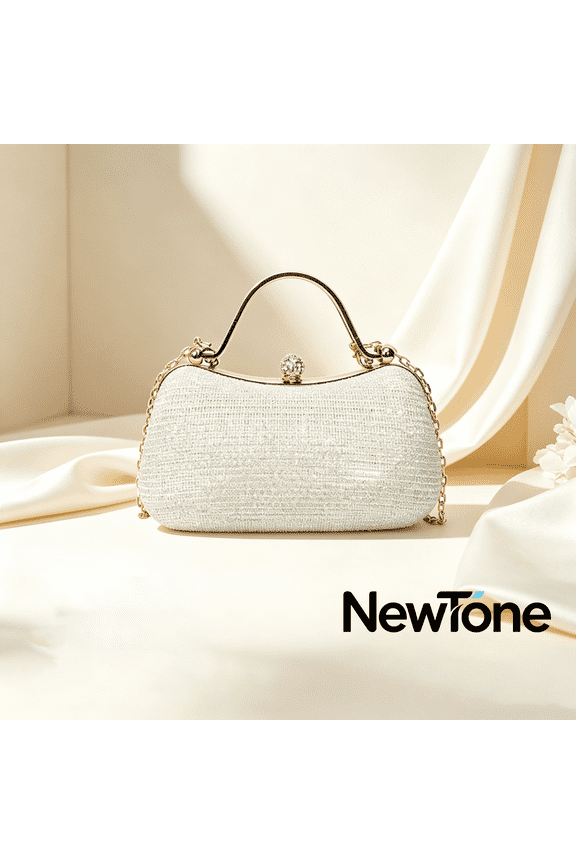 Glitter Hard Shell Evening Clutch Bag, PU Box Handbag with Detachable Chain Strap, Elegant Lock Top Handle Crossbody Purse for Wedding Party Daily