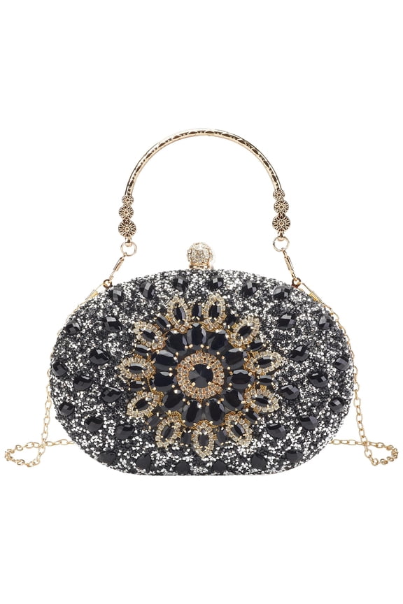 Gold Handbag Clutch Purse, Evening Women's Bag with Rhinestone, for Weddings, Party, Perfect Size, Fits iPhone 13 pro max