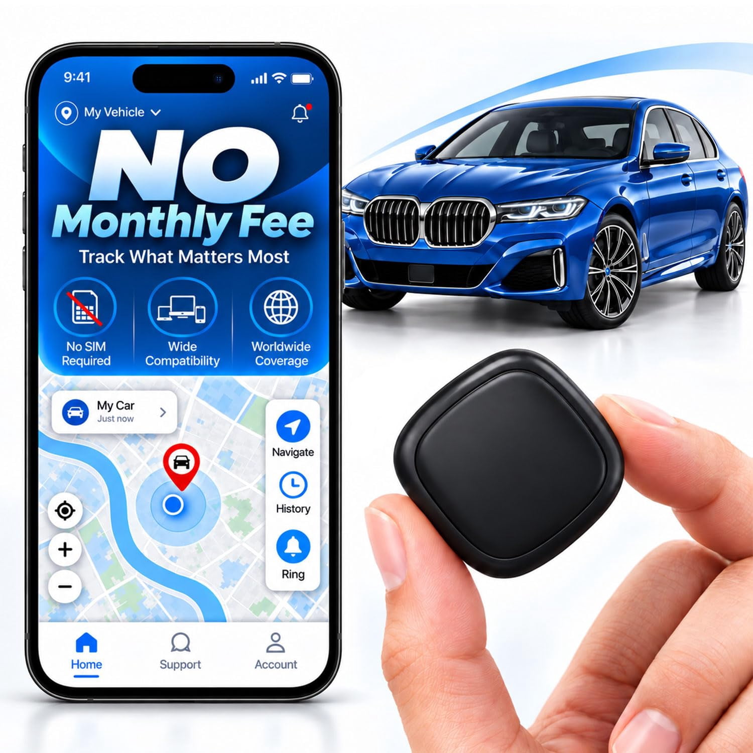 NexTone Magnetic GPS Tracker for Vehicles, Mini Portable Locator No ...