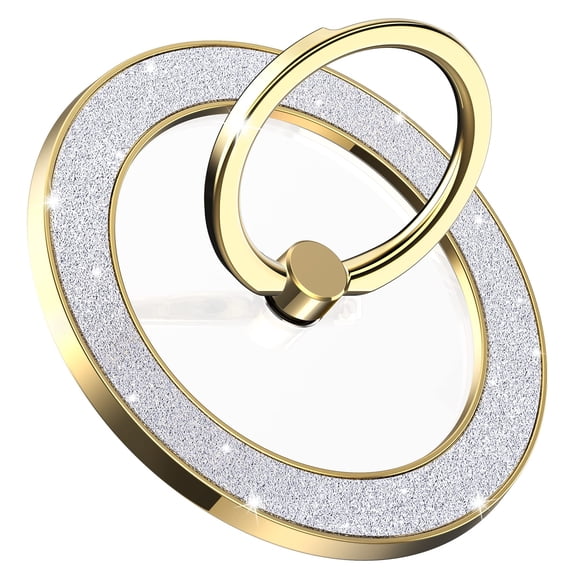 NexTone Magnetic Phone Ring Holder for MagSafe, Glitter Phone Grip Stand with 360° Rotation Finger Ring Kickstand Compatible with iPhone MagSafe Accessories. (Glitter Gold)