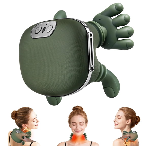 NexTone Shoulder and Neck Massager, Bionic Heated Massager, Neck Massager with Fingers, 4D Kneading Massage, Simulates a Real Palm Massage for Comfort, Relax Muscle Tension (Green)
