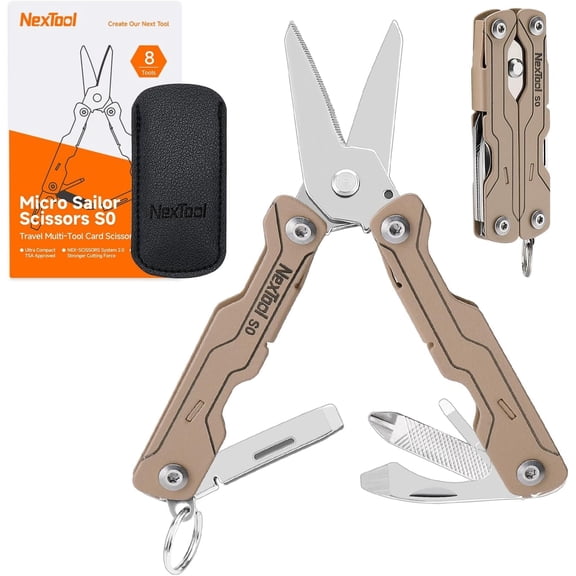 NexTool 8 in 1 Mini Multitool, Bladeless Small Multi Tool, Mini Sailor Scissors S0