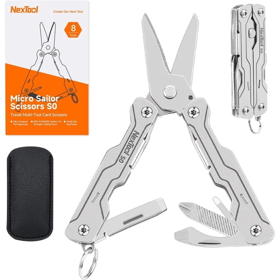 NexTool 8 in 1 Mini Multitool, Bladeless Small Multi Tool, Mini Sailor Scissors S0