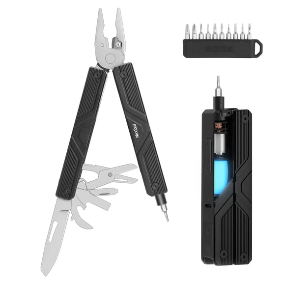 NexTool Gemini, Multi Tool, Multitool Knife with Electric Screwdriver, Needle Nose pliers, Scissors and Bottle Opener, 4mm Bit Set for Small Electronics, RC car, Drones, Glasses Assemble, Unique Gift
