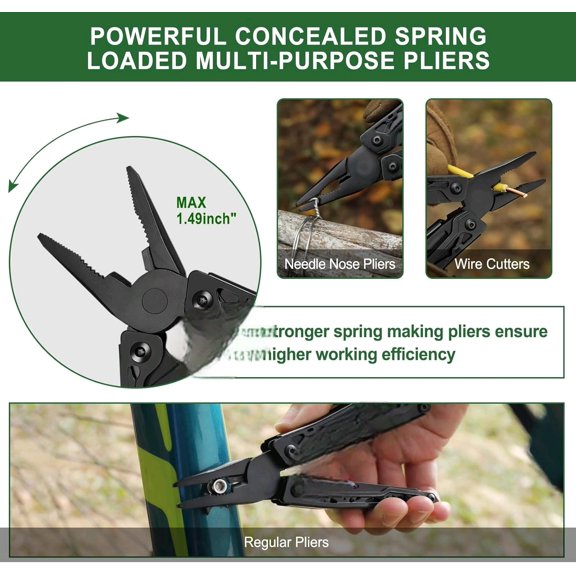 NexTool Multitool, 11 in 1 Multi Tool with Needle Nose Pliers, Scissors and Screwdriver Bits, Stainless Steel Multi Tool Pocket Knife with Safety Locking for Camping,Fishing,Hiking, Mens Gifts Unique