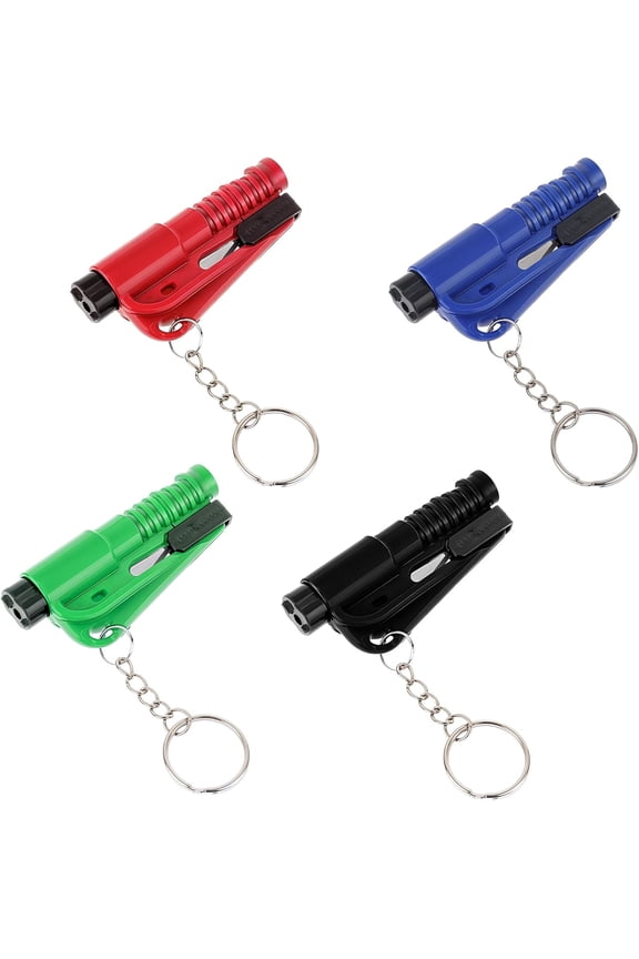 4 PCS Car Window Breaker Car Belt Cutter Keychain, Cars Belt Cutter and Glass Breakers with Survival Whistle, Emergency Escape Tool, Window Break Applicable 4 Color