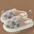 thumbnail image 1 of NexTorq Checkered Plaid Quilted Plush House Slippers Unisex Warm Winter Bedroom Footwear Closed Toe Mules Thick Sole Platform Anti-Slip Soft Comfort Lightweight Breathable US:10 (EU:44-45), 1 of 6