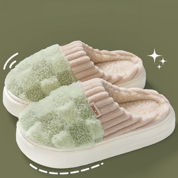 NexTorq Checkered Slipper House Slippers for Women Men Plush Warm Fuzzy Slippers Flyffy Bedroom Shoes Indoor Slip On US:5.5 (EU:36-37)
