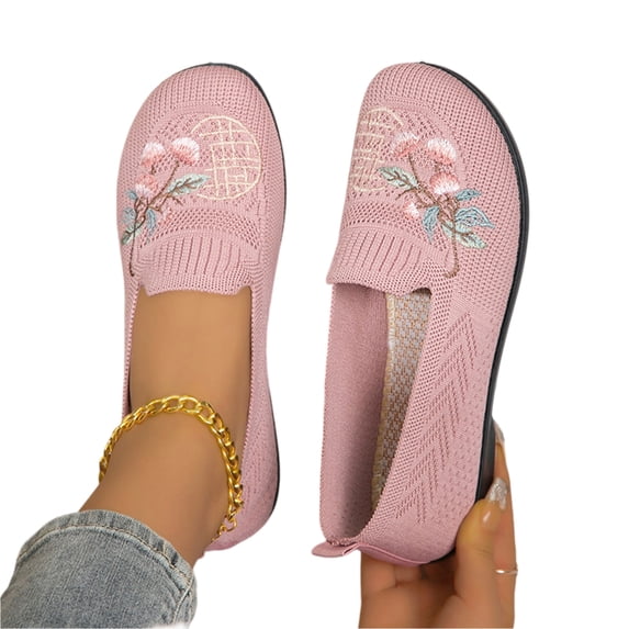 NexTorq Comfort Shoes for Women, Womens Walking Shoes, Women Sneakers, Women’s Orthopedic Knit Comfort Loafers-Slip-Resistant Walking Shoes, Non-Slip Lightweight Soft Sole Mesh Low-Top Flat, Pink, 43