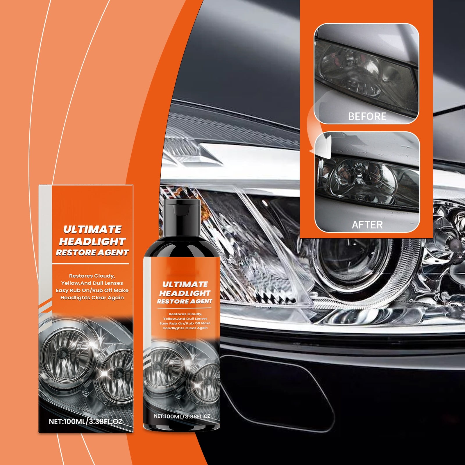 NexTorq Headlight Restore - Car Lights Cleaner - Car Light Cleaner - Head Light Cleaner for Cars, Headlamp Restoration Polishing & Enhancement for Better Vision, 100ML/3.38 FL.OZ