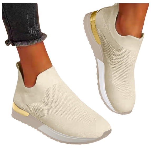 NexTorq Ladies Shoes, Womens Walking Shoes, Women's Athletic Slip On Walking Shoes Comfortable Lightweight Breathable Sock Shoe Casual Mesh Non Slip Tennis Workout Running Sneakers, Khaki, 9.5