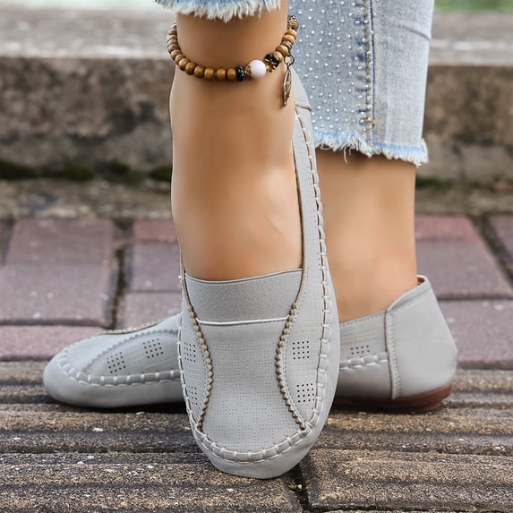 NexTorq Loafers for Women Business Casual Shoes Lightweight Slip On Work Flats Women's Comfort Soft Walking Driving Boat Shoe Fashion Round Toe Office Dress Loafer Retro Non-Slip Flat Shoes 39
