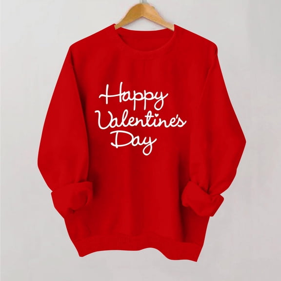 NexTorq Love Sweatshirt - Valentines Day Tops for Women Long Sleeve Holiday Cute Heart Pullover Shirts Crew Neck Plus Size Love Sweatshirt Q1-Red L