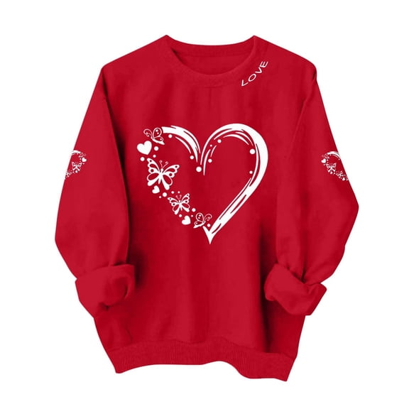 NexTorq Love Sweatshirt - Valentines Sweatshirts for Women,Cute Love Heart Graphic Plus Size Shirts Long Sleeve Crewneck Pullover Tops F3-Red XL