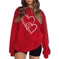 thumbnail image 1 of NexTorq Love Sweatshirt - Women's Fashionable Casual Long-Sleeved Valentine's Day Heart Print Pullover Sweatshirt E7-Red L, 1 of 5