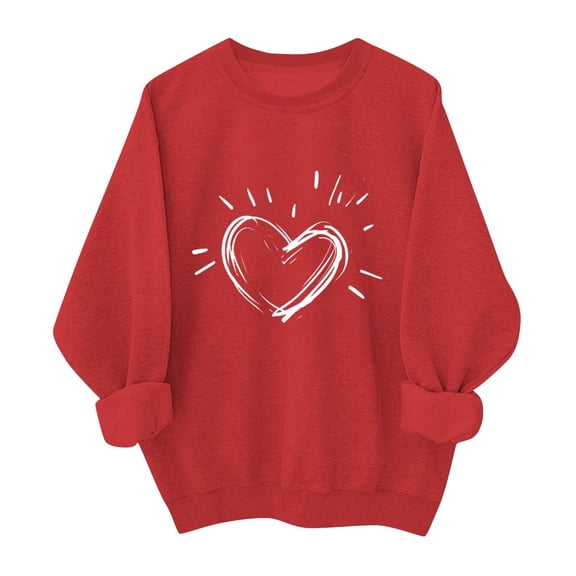 NexTorq Love Sweatshirt - Women's Valentines Shirts Red Heart Graphic Tops Long Sleeve Crewneck Pullover Sweatshirts Spring Holiday Outfits G5-Red XL