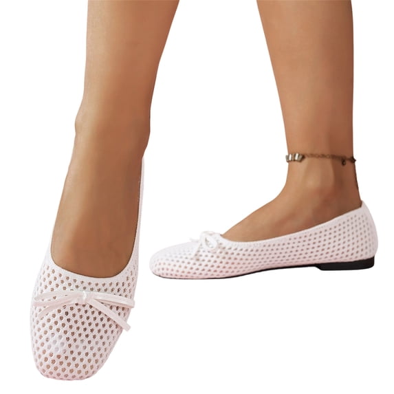 NexTorq Mary Jane Sneakers, Womens Shoes Flats, Walking Shoes Women, Ballet Flats, Comfortable Flats, Ballet Flats Shoes for Women Square Toe Wide Width Low Heel Comfortable Flats Shoes White 9