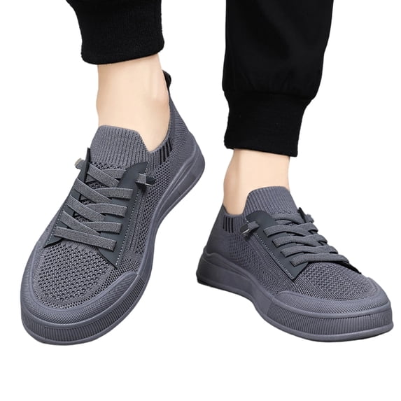 NexTorq Men's Breathable Running Shoes Mesh Low Top Casual Slip-On Outdoor Sports Sneakers Gray 44