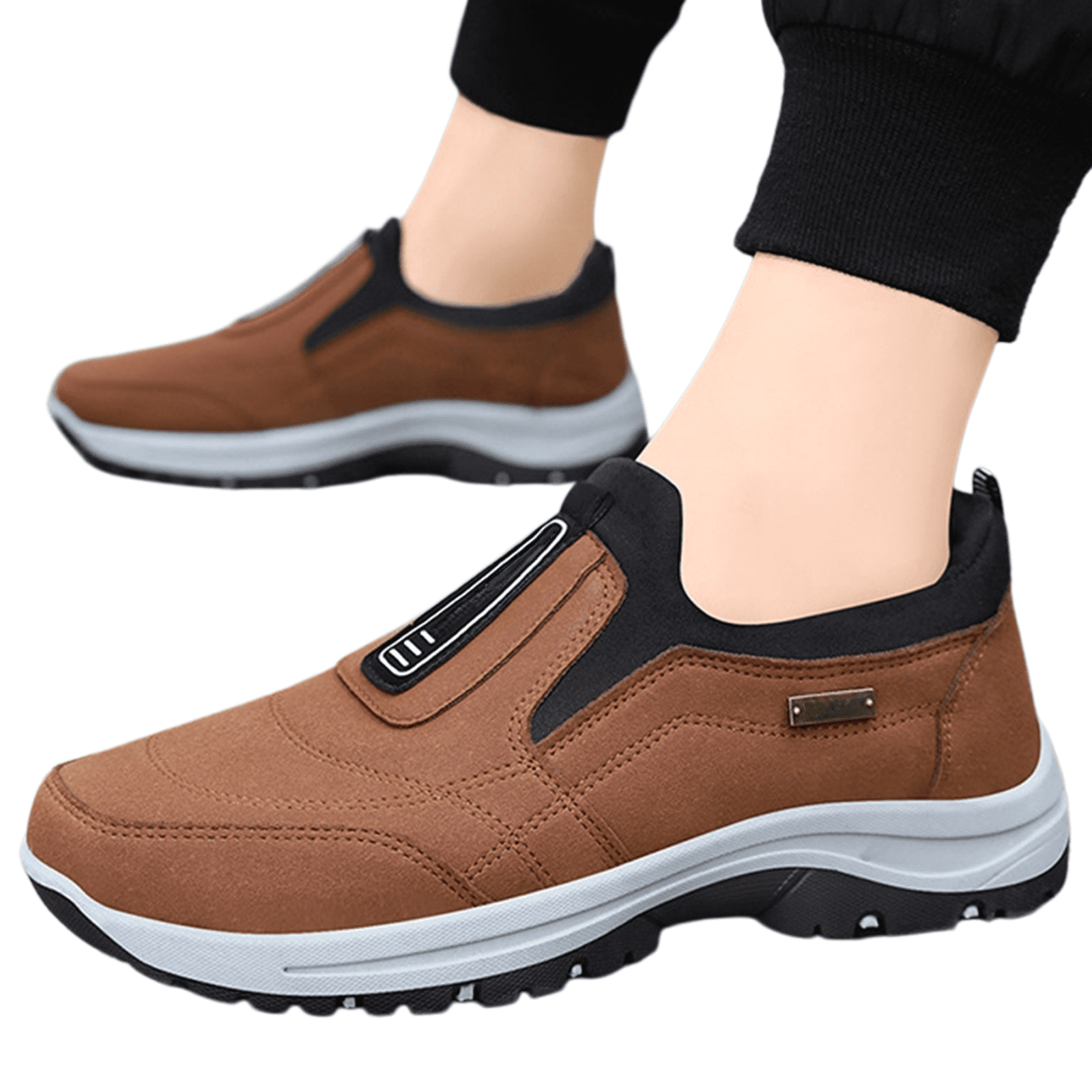 NexTorq Mens Lightweight Sneakers, Walking Shoes for Men, Men's Comfortable Waterproof Breathable Orthopedic Walking Shoes,Orthopedic Walking Shoes Slip On Hiking Shoes for Men Coffee 10.5