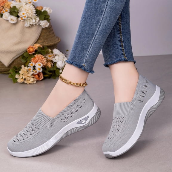 NexTorq Orthopedic Shoes for Women, Shoes for Women Sneakers, Summer Shoes, Women's Woven Orthopedic Breathable Soft Shoes Arch Support, Walking Anti-Skid Sports Shoes, Gray, 6
