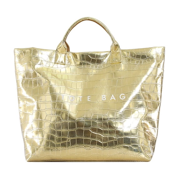NexTorq PVC Tote Bag for Women Snake Skin Print Plastic Tote Bag, Waterproof Large Handbag for Work Daily Travel Christmas Gifting, Gold