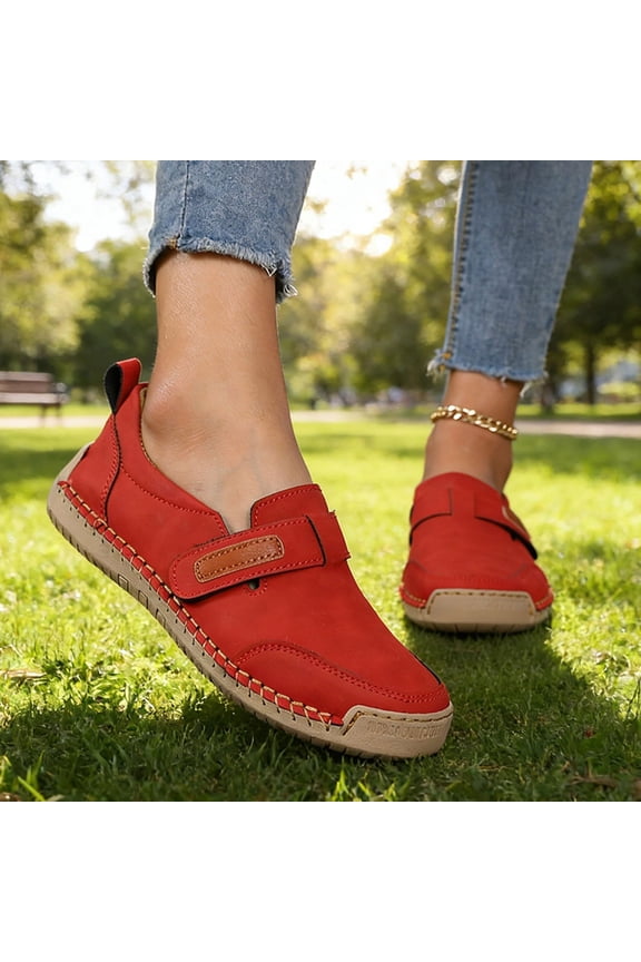 Slip On Sneakers Women, Flat Booties for Women, Women Loafers Casual Slip on Shoes Business Moccasins Lightweight Refreshing Classic Slippers Walking Driving Travelling Outdoor, Red, 5.5