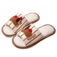 thumbnail image 1 of NexTorq Striped Dachshund Fuzzy Open Toe Slippers for Women Wide Large Size Slip On Indoor Bedroom House Slippers Soft Fluffy Comfort Womens Home Footwear, Coffee, 8, 1 of 9