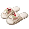 thumbnail image 1 of NexTorq Striped Dachshund Fuzzy Open Toe Slippers for Women Wide Large Size Slip On Indoor Bedroom House Slippers Soft Fluffy Comfort Womens Home Footwear, Khaki, 7, 1 of 9
