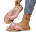 thumbnail image 1 of NexTorq Thong Slippers for Women Flip Flop Slippers House Slippers With Cozy Textured Fleece Upper Fuzzy Plush Lining Open Toe Comfortable Slip On Lightweight Indoor Bedroom Home Shoes Ladies, Pink, 1 of 7