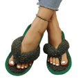 thumbnail image 1 of NexTorq Thong Slippers for Women Flip Flop Slippers House Slippers With Cozy Textured Fleece Upper Fuzzy Plush Lining Open Toe Comfortable Slip On Lightweight Indoor Bedroom Home Shoes Ladies, Green, 1 of 8