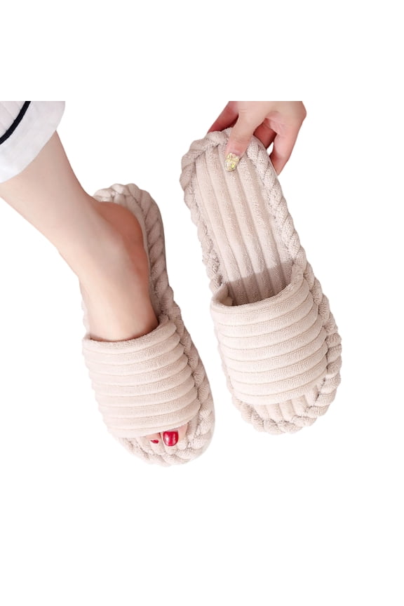 Warm Fleece Lined Clogs for Women, Thick Foam Slip-On Slippers with Open Toe, Indoor Outdoor Spring House Shoes, Beige, 36