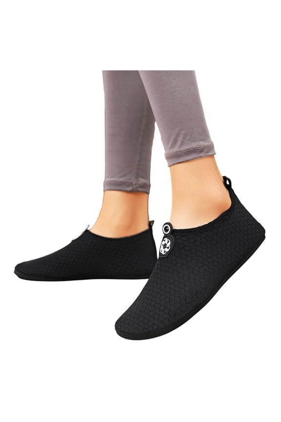 Water Shoes for Women Men Swim Aqua Socks Beach Pool Essentials Barefoot Surf River Boat Kayak Sea Yoga Sand Exercise Sport Accessories Breathable Quick-Dry Black 35
